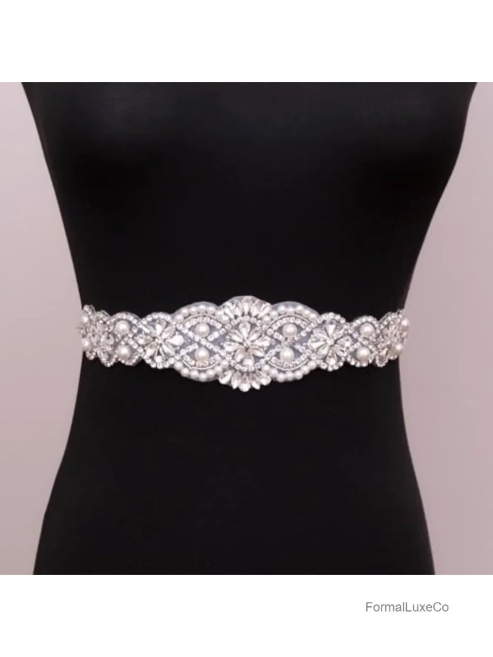 Handmade Beaded Pearl Crystal Sash Rhinestone Belt for Wedding Formal Evening